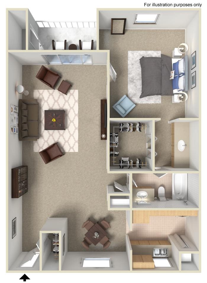 1 Bed 1 Bath Large Floor Plan 2