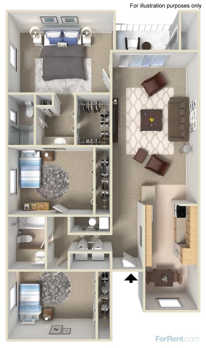 3 Bed 2 Bath Floor Plan 7