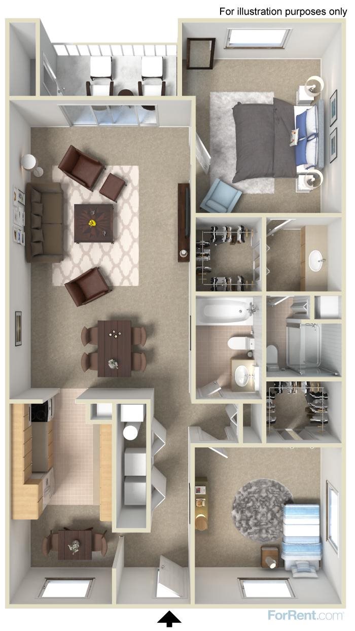 2 Bed 2 Bath Floor Plan 6