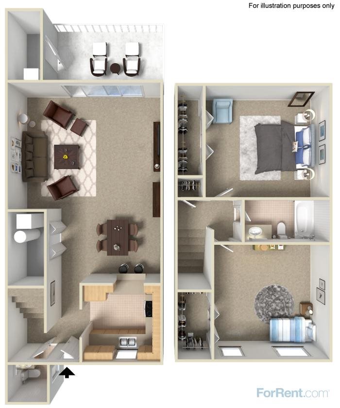 2 Bed 1.5 Bath Floor Plan 5