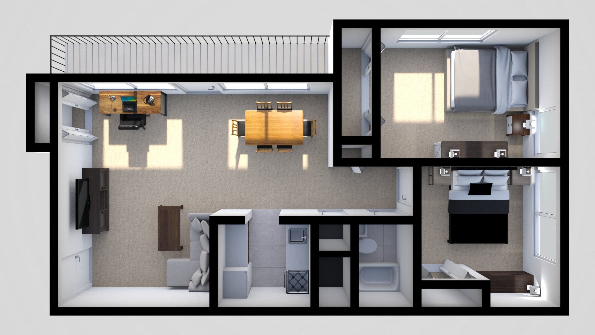 2 Bedroom 1 Bath Floor Plan A at Hillendale Gate Apartments, Parkville 21234