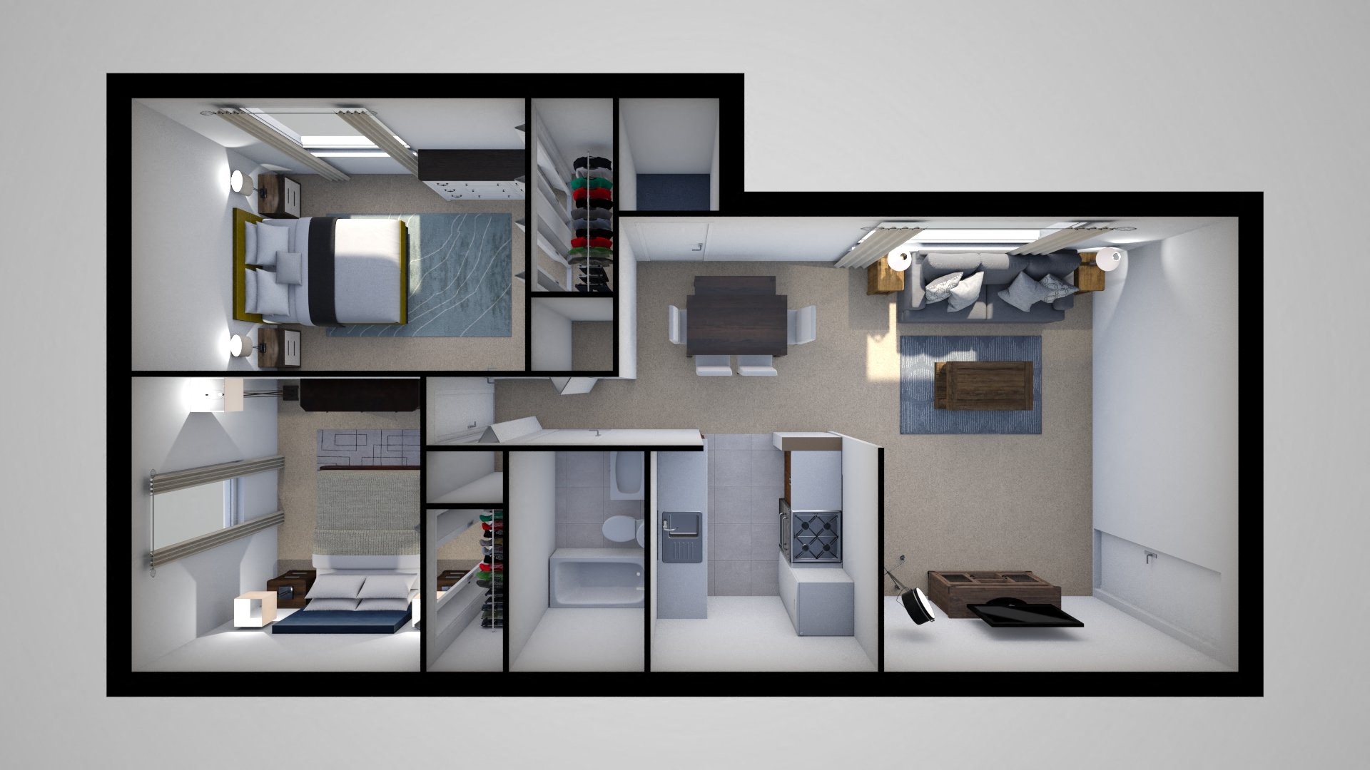 2 Bed Floor Plan at Windbrooke Apartments, Glen Burnie