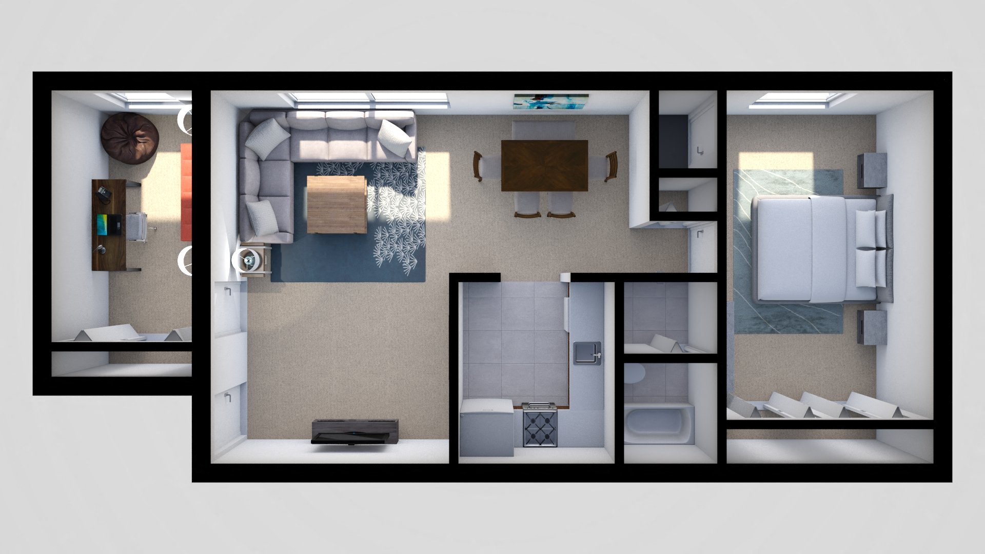 1 Bedroom 1 bath Floor Plan D at Hidden Woods Apartments, Glen Burnie, Maryland
