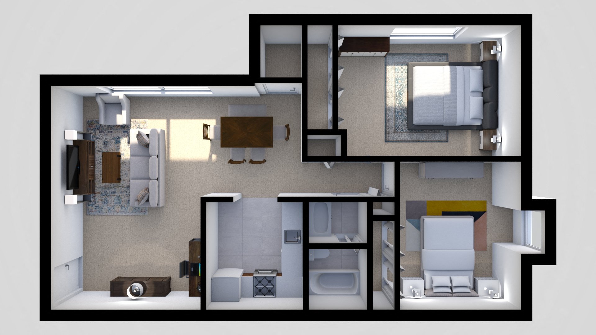 2 Bed 2 Bath Floor Plan A at Hidden Woods Apartments, Maryland, 21061