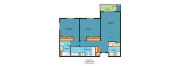 2 Bed Floor Plan at Camelot Apartment Homes, Everett, Washington