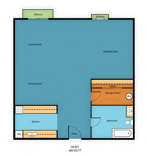 0x1 Floor Plan at Campo Basso Apartment Homes, Washington