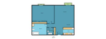 1 Bed 1 Bath Floor Plan at Campo Basso Apartment Homes, Lynnwood, WA, 98087