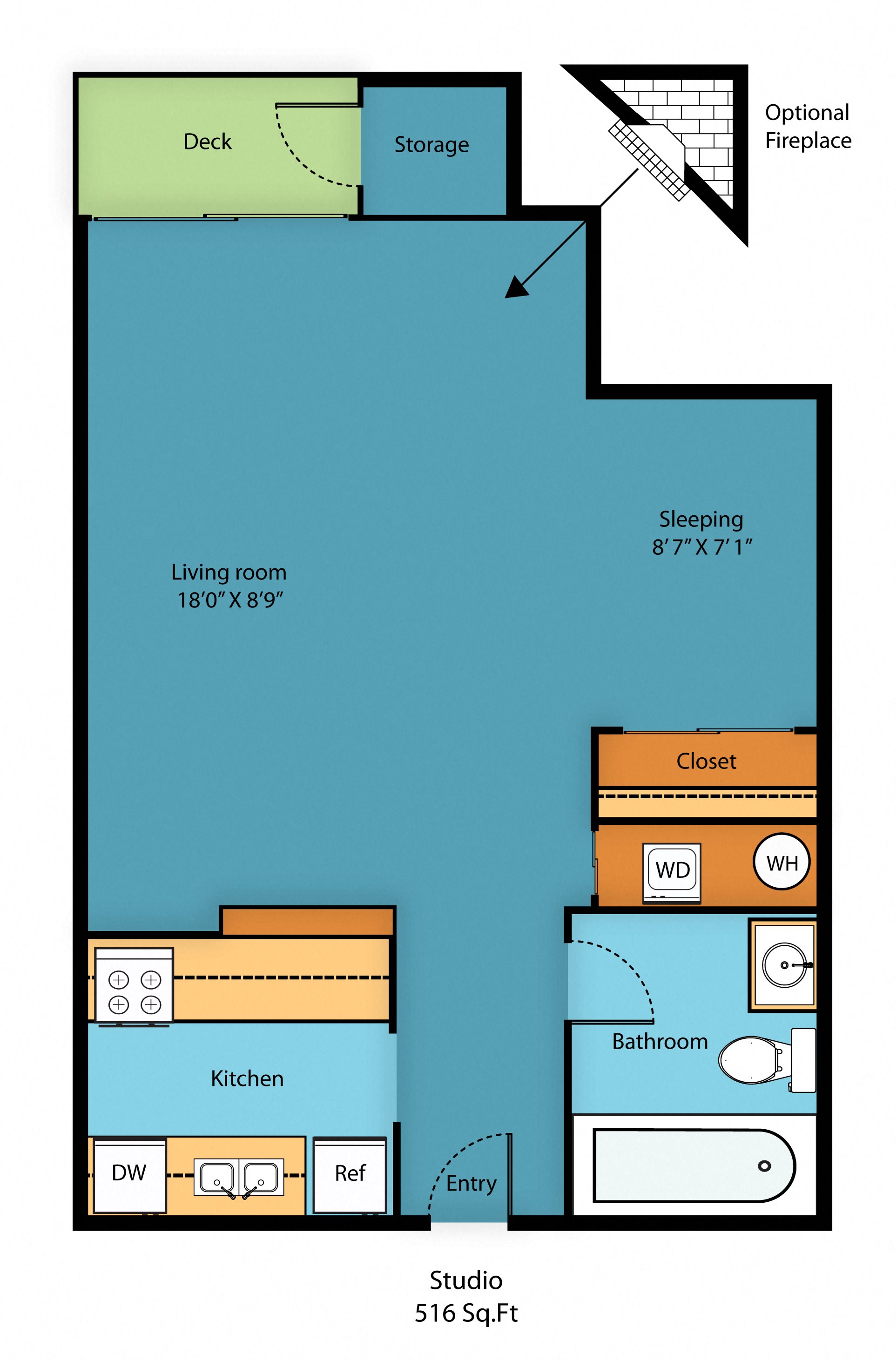 Studio A Floor Plan 2