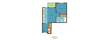 1x1a Floor Plan at Guinevere Apartment Homes, Seattle