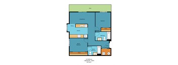 2x2a Floor Plan at Guinevere Apartment Homes, Seattle, Washington