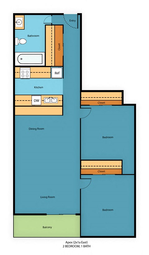 HC2x1a Floor Plan at Hill Crest Apartment Homes, Washington, 98126