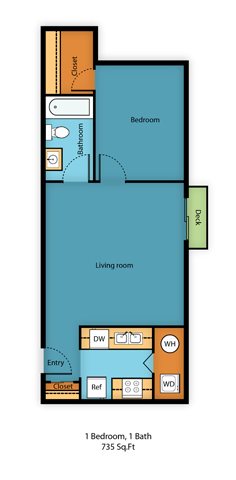 One Bed One Bath D Floor Plan 4
