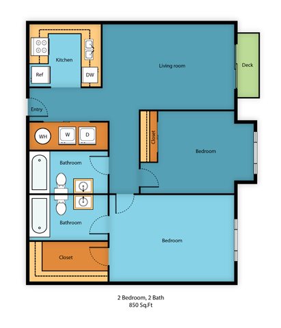Two Bed Two Bath B Floor Plan 7