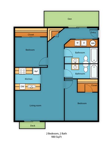 Two Bed Two Bath D Floor Plan 9