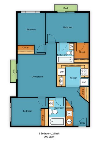 Three Bed Two Bath Floor Plan 10