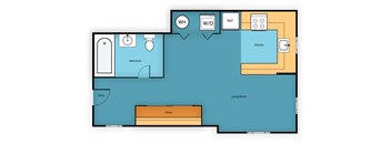 Studio Floor Plan at Sir Gallahad Apartment Homes, Bellevue, Washington
