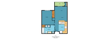 1x1a Floor Plan at Villaggio Apartment Homes, Tacoma, 98402