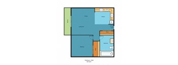 a floor plan of a small apartment at Willows Court Apartment Homes, Seattle, 98125