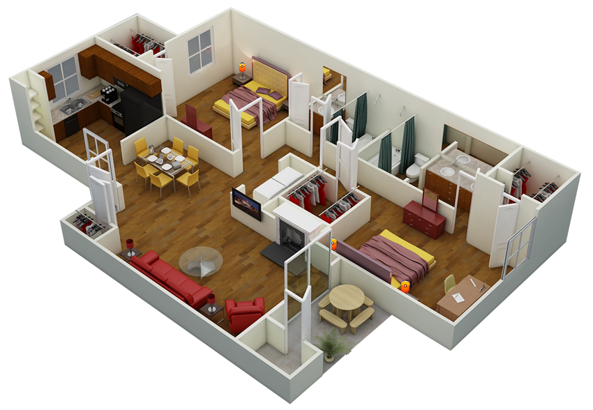 Two Bed | Two Bath | D3