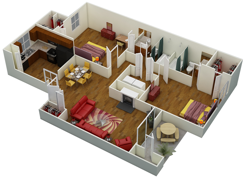 Two Bed | Two Bath | D2