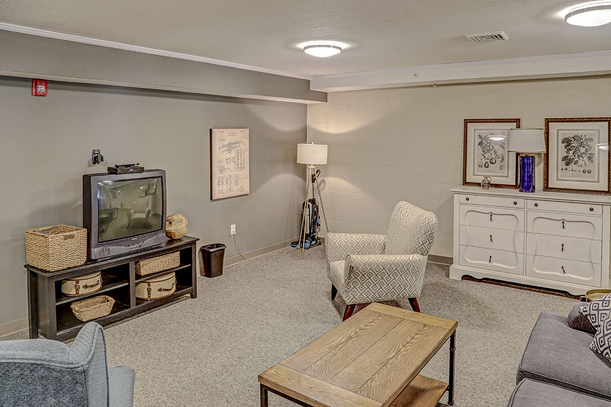a living room with furniture and a television
