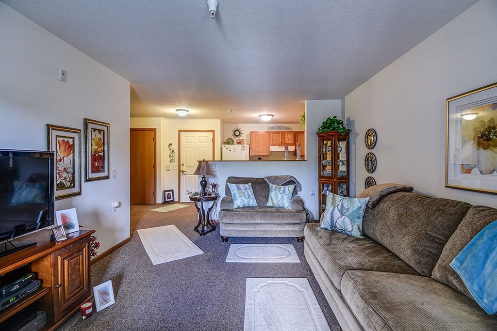 a living room with a couch and a tv