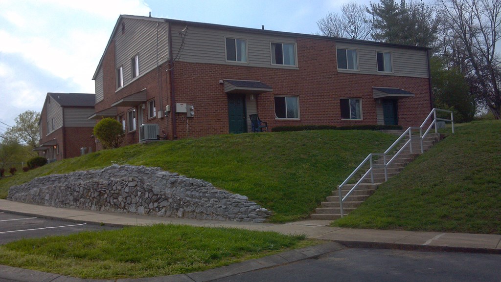 a house on a hill with stairs in front of it