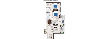 2 Bedroom 2 Bath Alcove