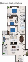 3 Bedroom 2 Bath Alcove