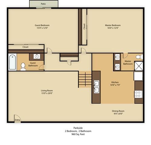 2 BED 2 BATH Floor Plan 4