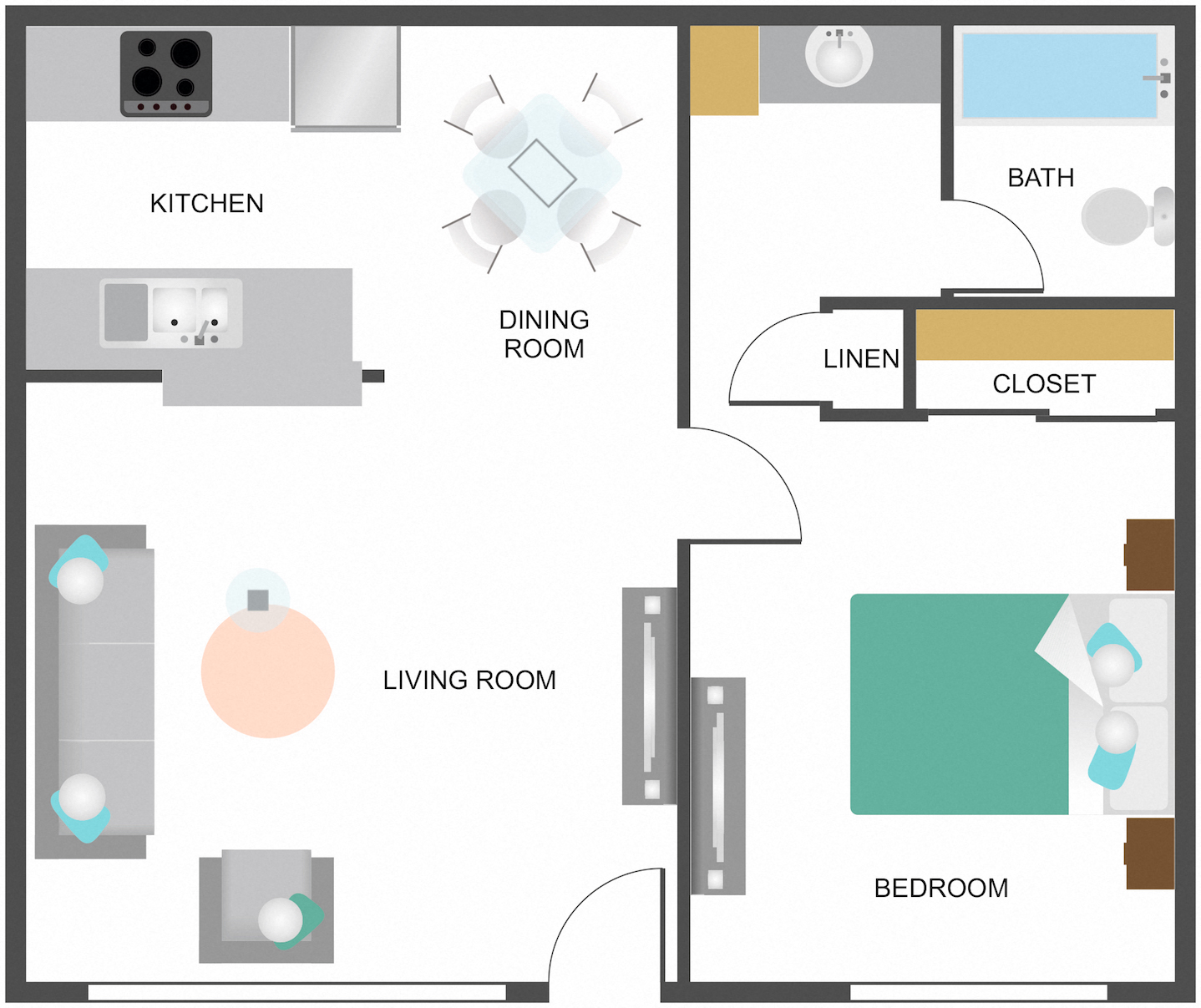 The Palms Apartments 1 Bedroom Apartment Floor Plan