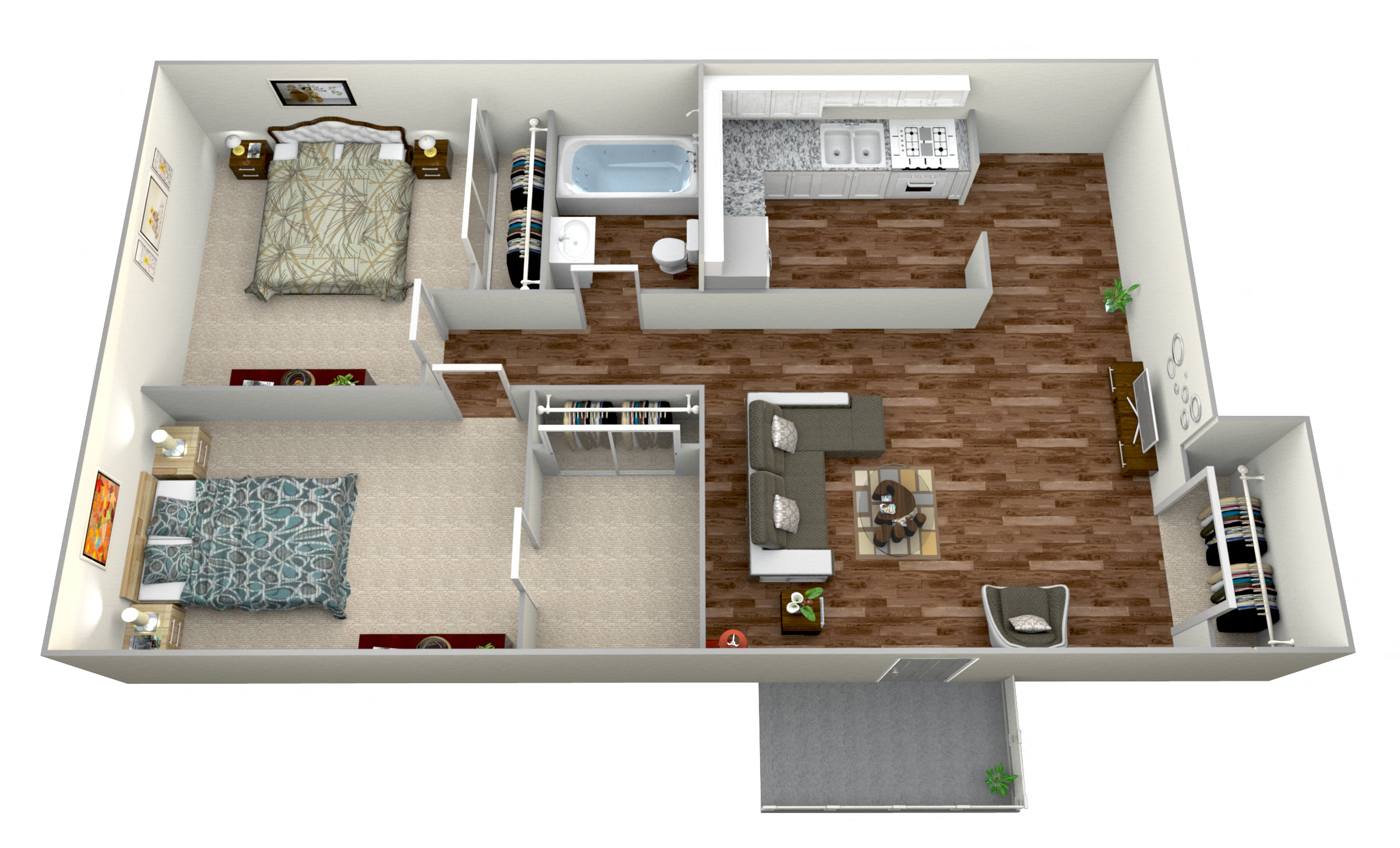 Mesa Vista Apartment Homes 2 Bedroom 1 Bathroom Apartment Floor Plan