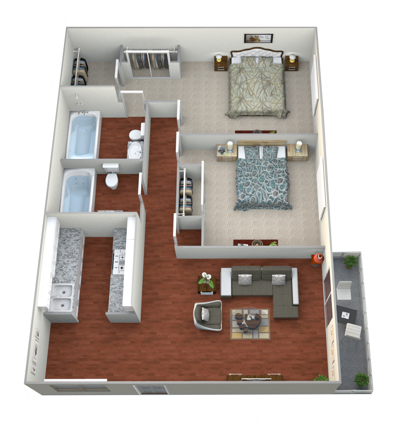 Shasta Lane Apartments 2 Bedroom Apartment Floor Plan