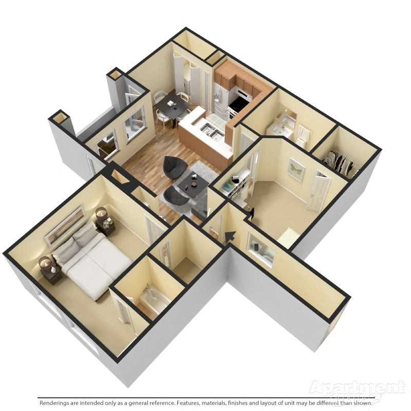 2 Bedroom 2 Bathroom 2 Bed/2 Bath Floor Plan 3