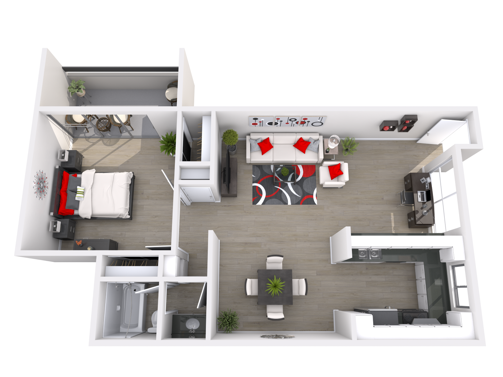 1 bedroom 1 bathroom 1x1 Floor Plan at City Park View, California