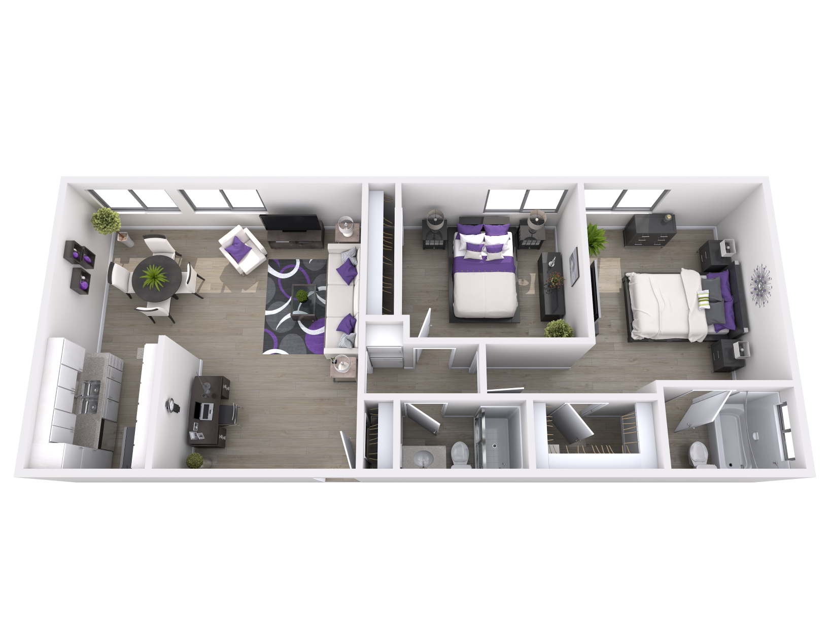 2 Bed 2 Bath Floor Plan  at La Fayette Marquis, Los Angeles, CA