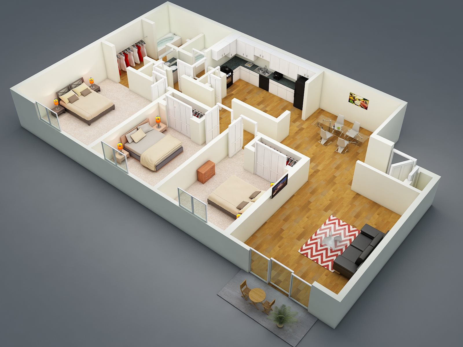 Three Bed - Two Bath - E1 Floor Plan 6 Three Bed - Two Bath - E1 Floor Plan 6
