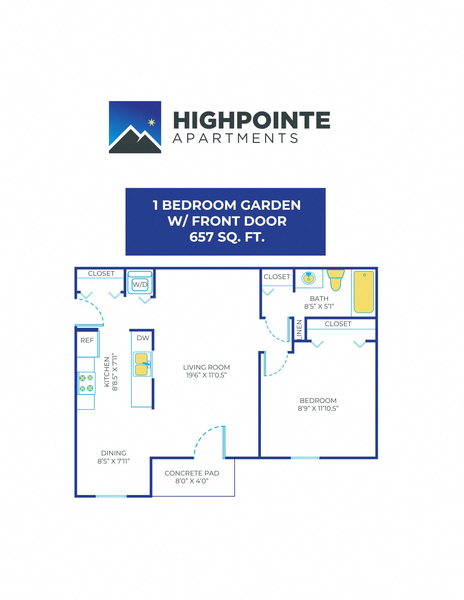 1 Bed, 1 Bath - 657 sq ft