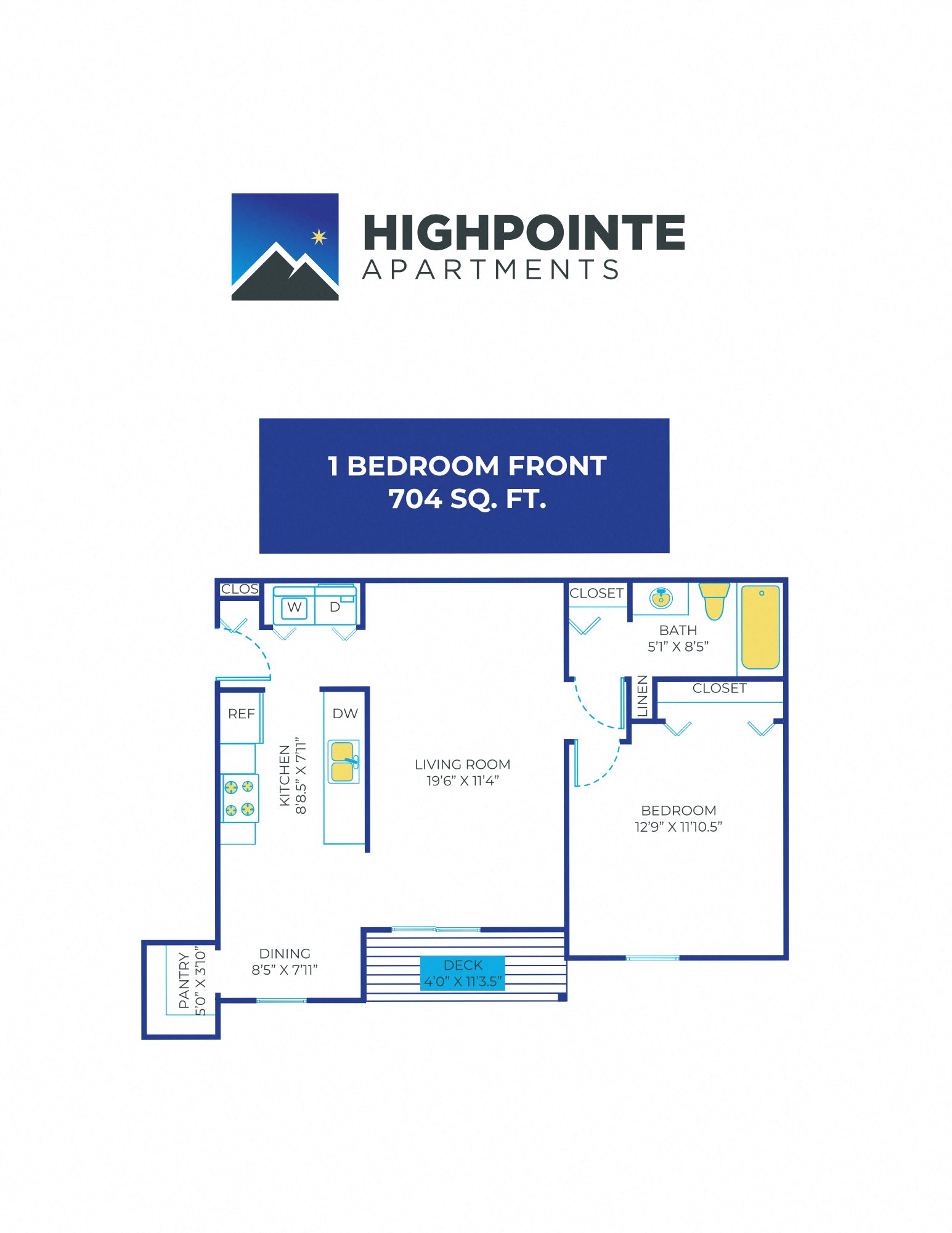 1 Bed, 1 Bath - 704 sq ft