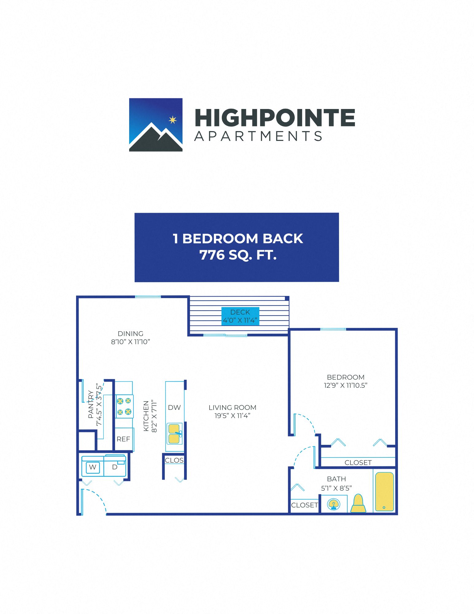1 Bed, 1 Bath - 776 sq ft
