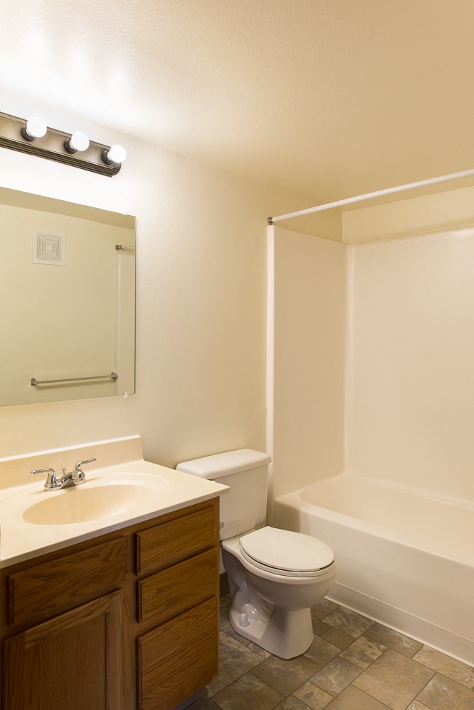 a bathroom with a toilet and a sink and a bath tub