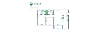 2 Bed, 1.5 Bath - 834 sq ft