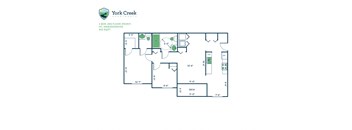 2 Bed, 1.5 Bath - 844 sq ft