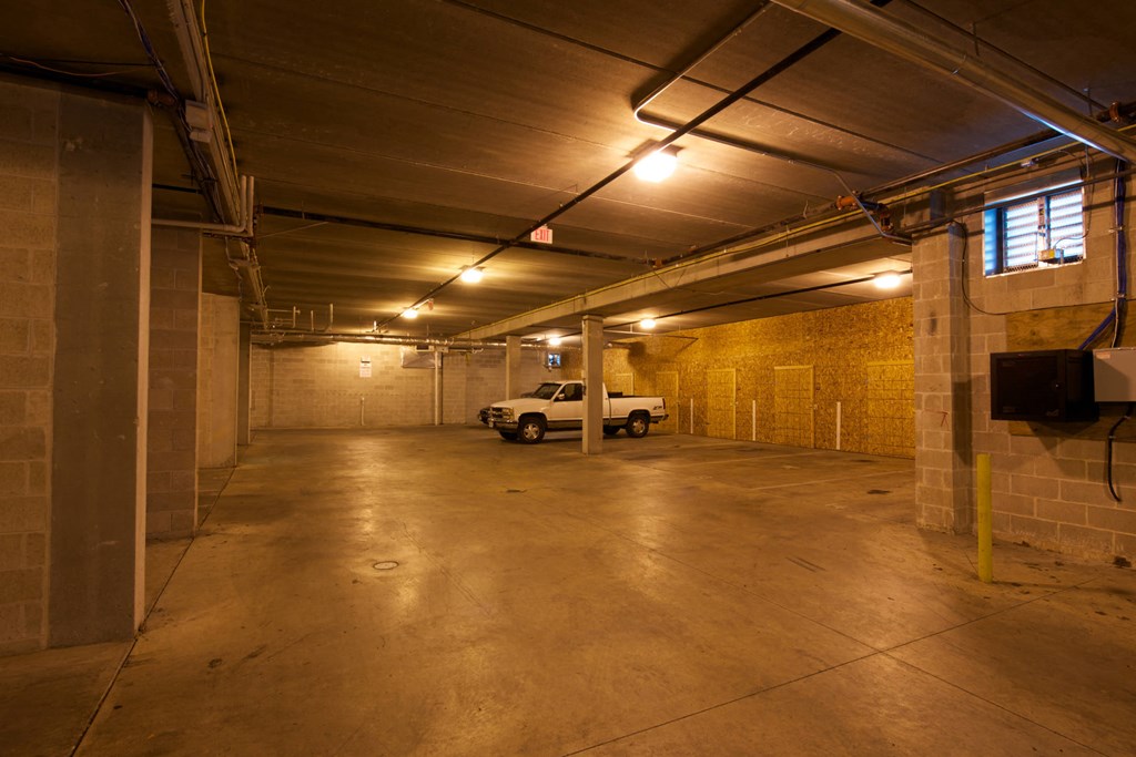 a car parked in a parking garage