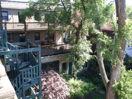 the view of the back of the house from the deck