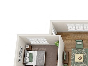 3x2 Three bedroom, two bathroom apartment at Ashley Cascade in Atlanta, Georgia
