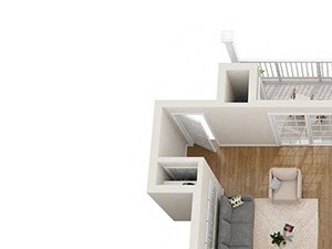 3x2 Three bedroom, two bathroom apartment at Ashley Cascade in Atlanta, Georgia