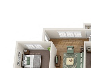 4x2 Four bedrooms, two bathroom apartment at Ashley Cascade in Atlanta, Georgia