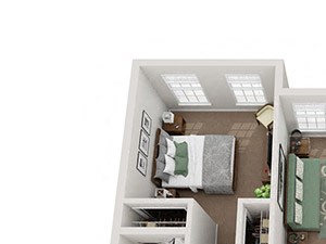 2x2 Two bedroom, two bathroom at Ashley West End in Atlanta, Georgia