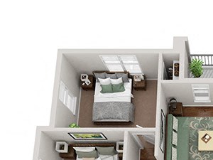 3x3 3 Bedroom apartment at Capitol Gateway in Atlanta, Georgia